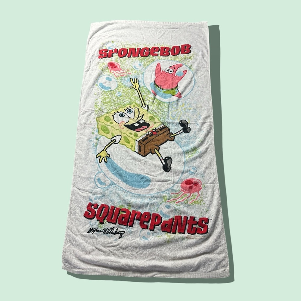 Vintage SpongeBob SquarePants Patrick Stephen Hillenburg White Beach Towel